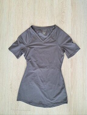 Copper Life Athletic V-Neck Short Sleeve Top - Gray, Sz S NWOT